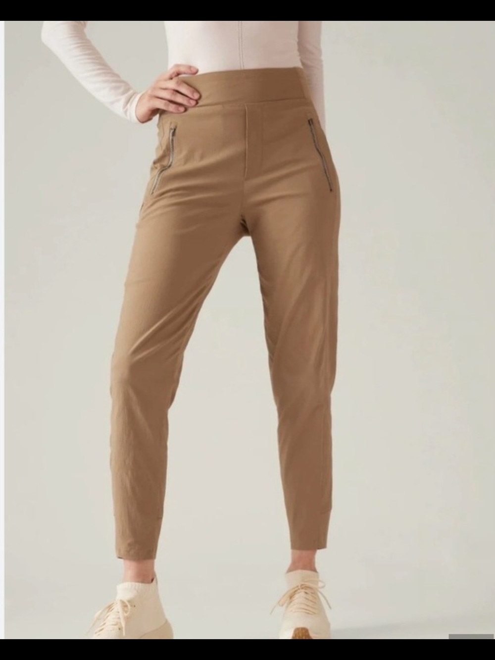 Athleta Cropped High-Rise Slim Pants in Camel Brown